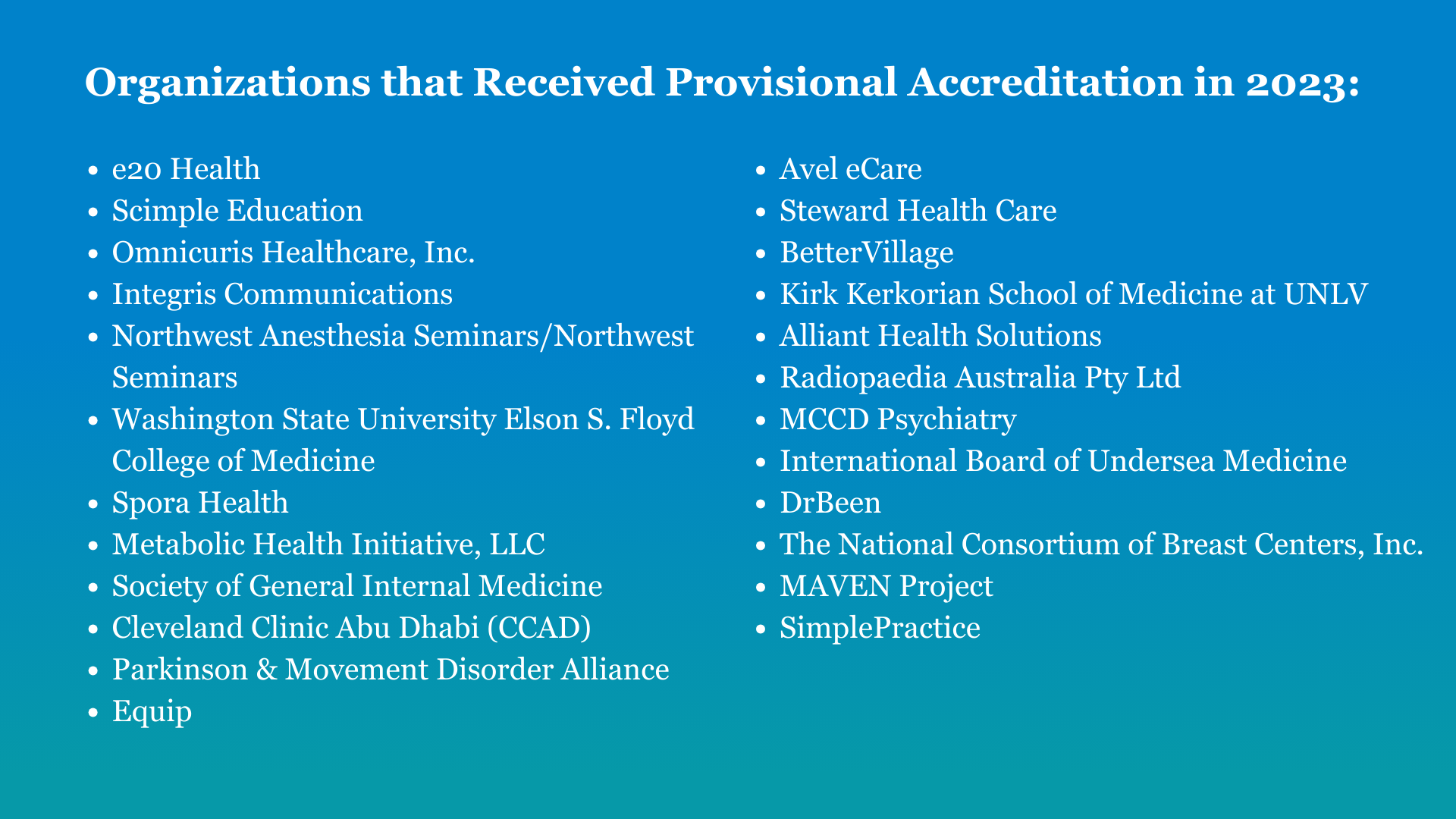 provisional accreditation