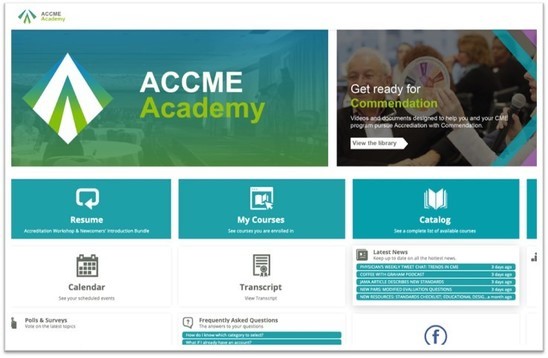 ACCME academy dashboard